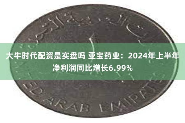 大牛时代配资是实盘吗 亚宝药业：2024年上半年净利润同比增长6.99%